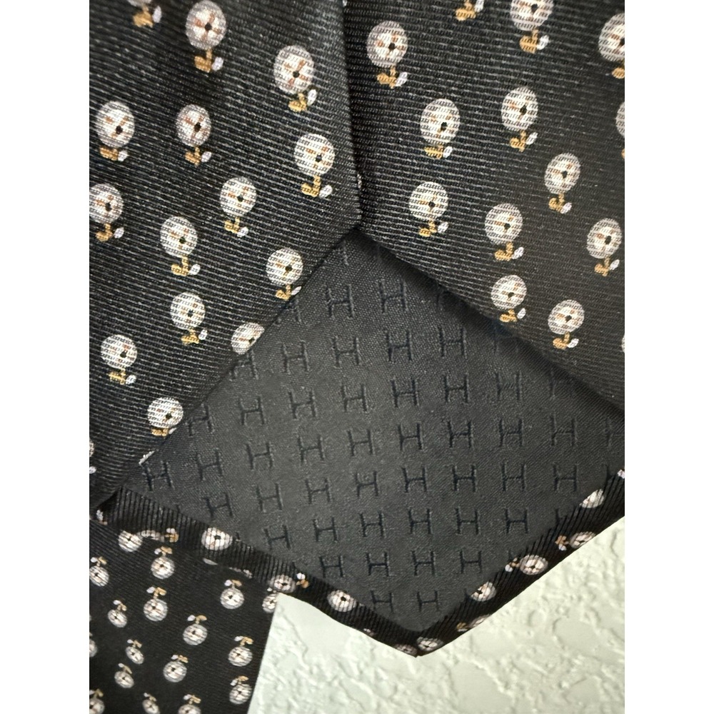 Hermès Paris Silk Tie Black Micro Pattern Novelty Print Made in France - Picture 6 of 6
